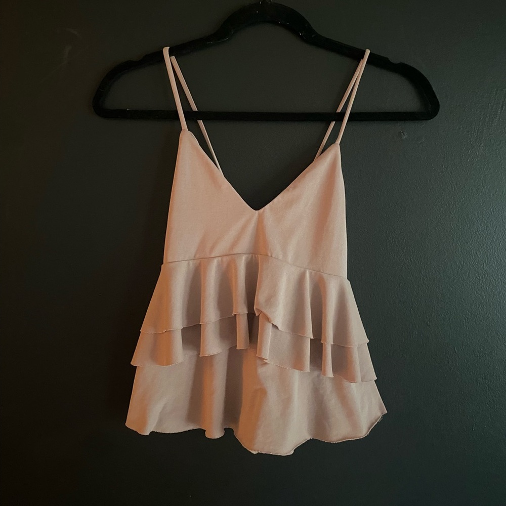 Chic Cream Ruffle Layered Crop Top